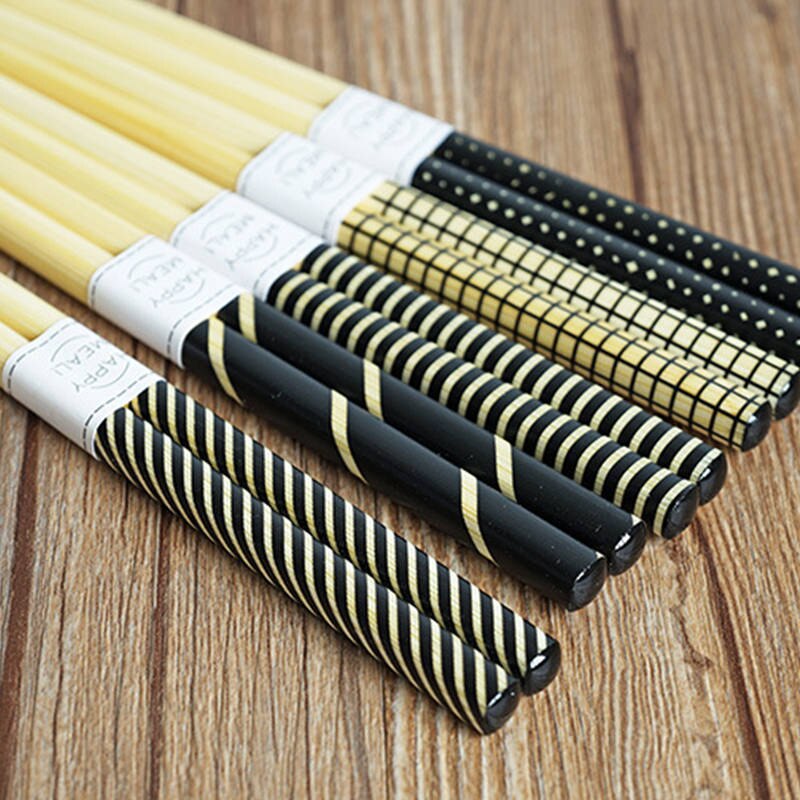 Palillos de bambú estampados ecológicos, patrones geométricos para amantes, hermanas, niños y niñas, 22,5 CM, 5 pares