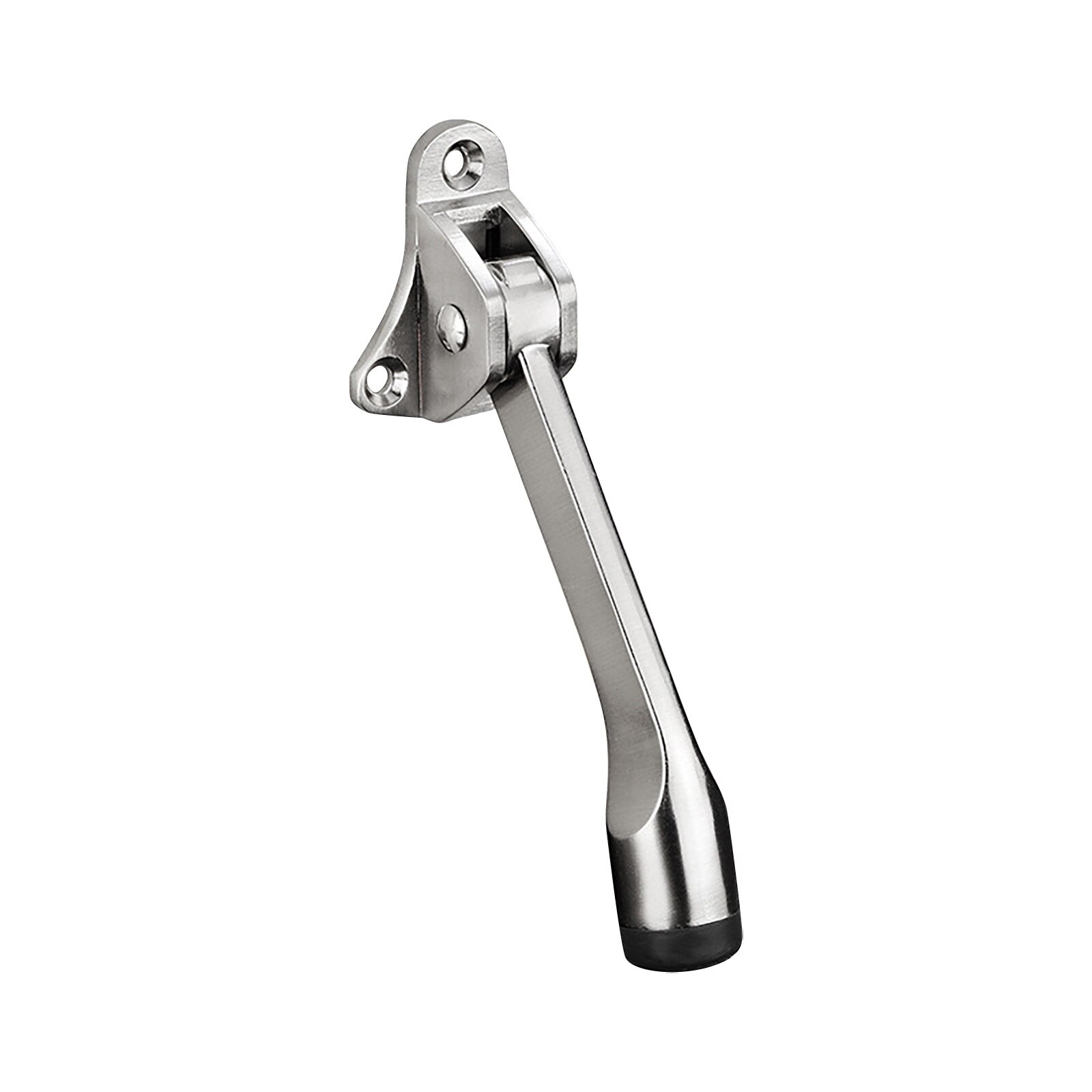 25# Kickdown Door Stopper Wall Heavy-duty Door Stop Hinge Foot-operated Anti-collision Movable Perforated Rubber Floor-mounted: Silver 