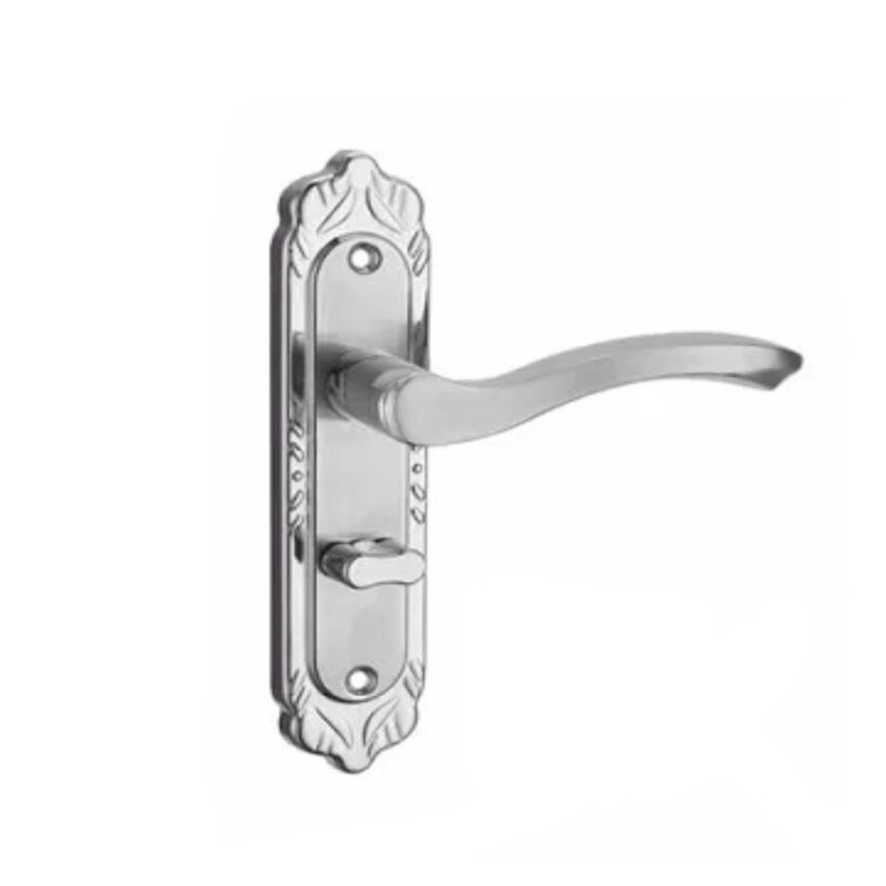 Modern Door lock Stainless Steel Satin Chrome Interior Room Handle Lock for Wooden Door: Curved handle