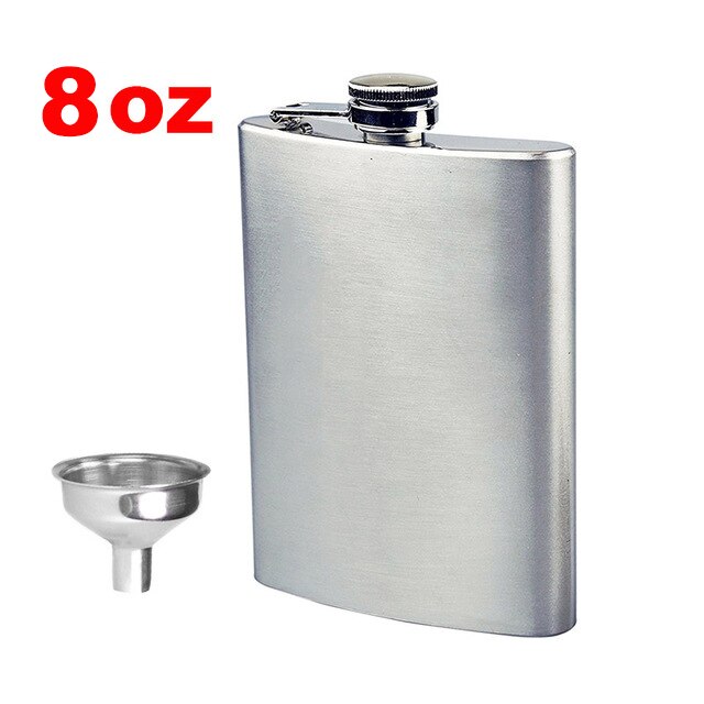 UPORS 10OZ Hip Flask with Funnel Portable Stainless Steel Pocket Flask Whiskey Vodka Alcohol Bottle Metal Screw Cap Liquor Flask: 8oz and Funnel