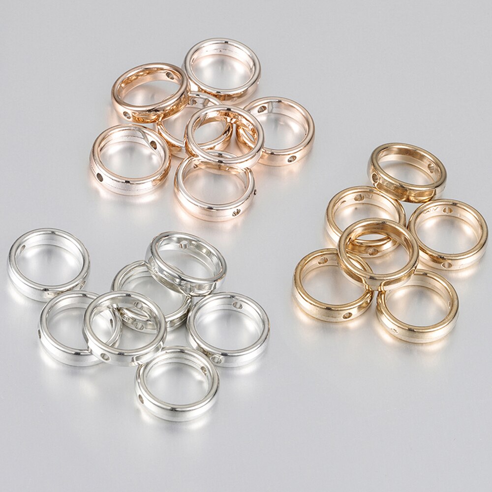 50 sztuk Love Heart dwa otwory CCB koraliki rama Spacer koraliki naszyjnik DIY złącza bransoletki wisiorki akcesoria do wyrobu biżuterii: 15mmCircle-Mix
