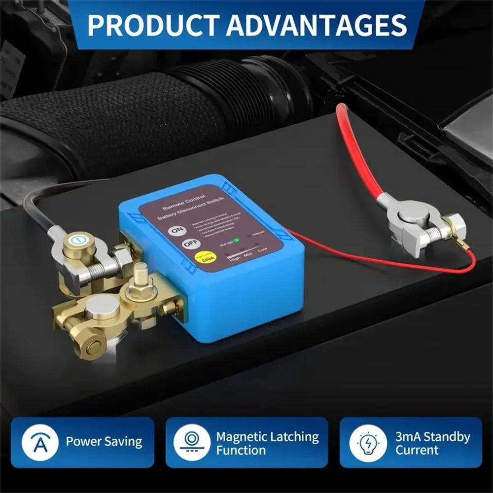 Interruptor de alimentación desconexión de batería, 12V, 240A, interruptor de apagado y apagado con interruptor de Control remoto para coche y camión