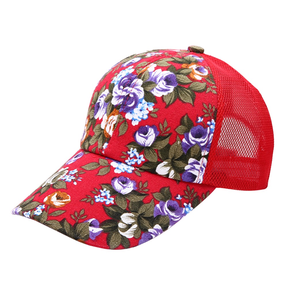 Mujer Floral sombrero gorra de béisbol de malla gorra de primavera y de ocio de verano visera de sol sombreros de sol Snapback gorras