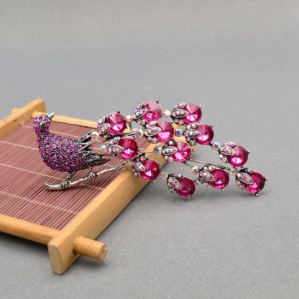 Cindy xiang strass grande pavão broches para as mulheres do vintage moda design animal pino casaco jóias bom presente