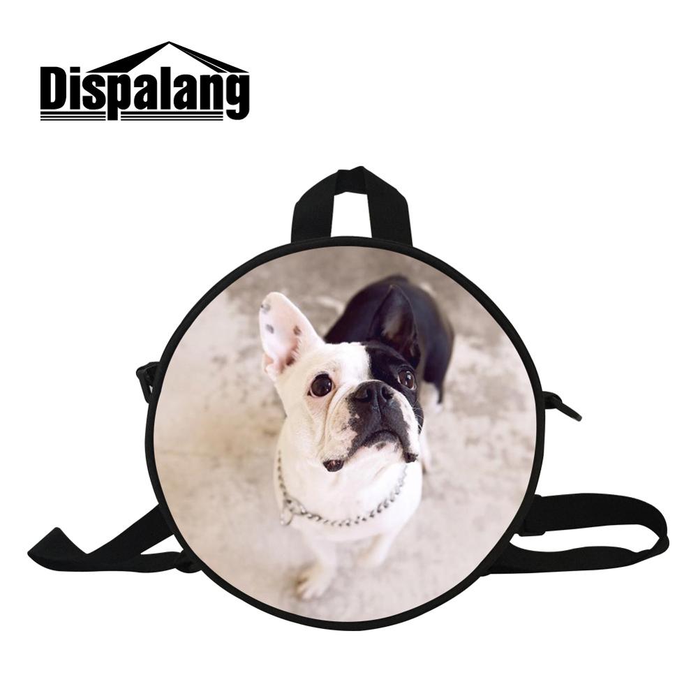 Dispalang Mini Round Messenger Bag for Girls Female Bags for Travel Women's Double Shoulder Pouch Crossbody Pack Print Cute Dog: Gray