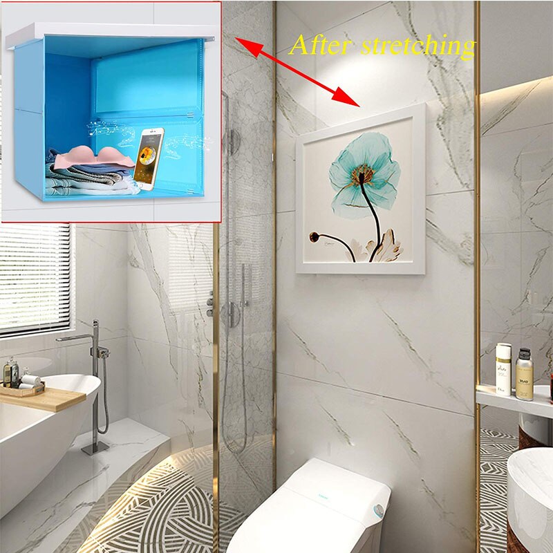 Badkamer Vouwen Opbergkast Badkamer Douche Kleding Opslag Plank Waterdicht Muurschildering Punch-Gratis Organizer Box