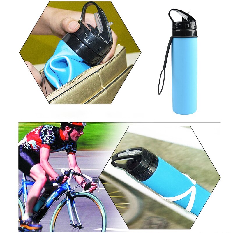 Vandflaske silikone sport vandflaske udendørs vandring vandflaske bærbare isolerede flasker til camping køkkenudstyr
