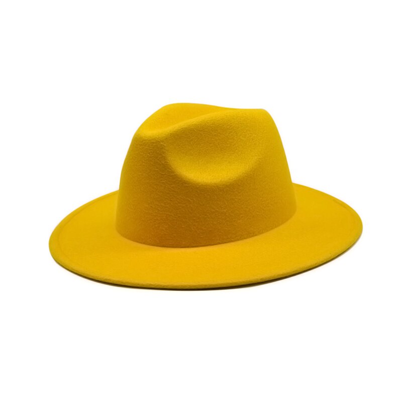 Høst vinter dame filthatt fedoras hatter med stor brem for kvinner britisk stil vintage kirkehatter dame flat brem hvit jazz cap: 2