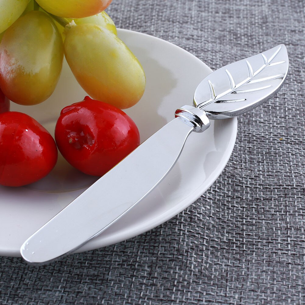 Poignée à pain en forme de feuille | Maître couteau à beurre, épandeur à Dessert, assiette en acier inoxydable, argent Vintage de petit déjeuner