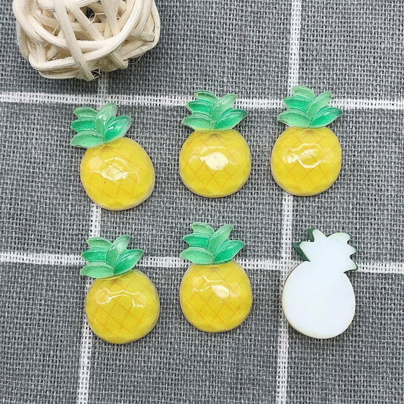 10 sztuk owoce półpłaskie kaboszony z żywicy Scrapbooking robić kokardki robić włosów centrum przypadku telefonu ozdoby Flatback DIY akcesoria: ananas