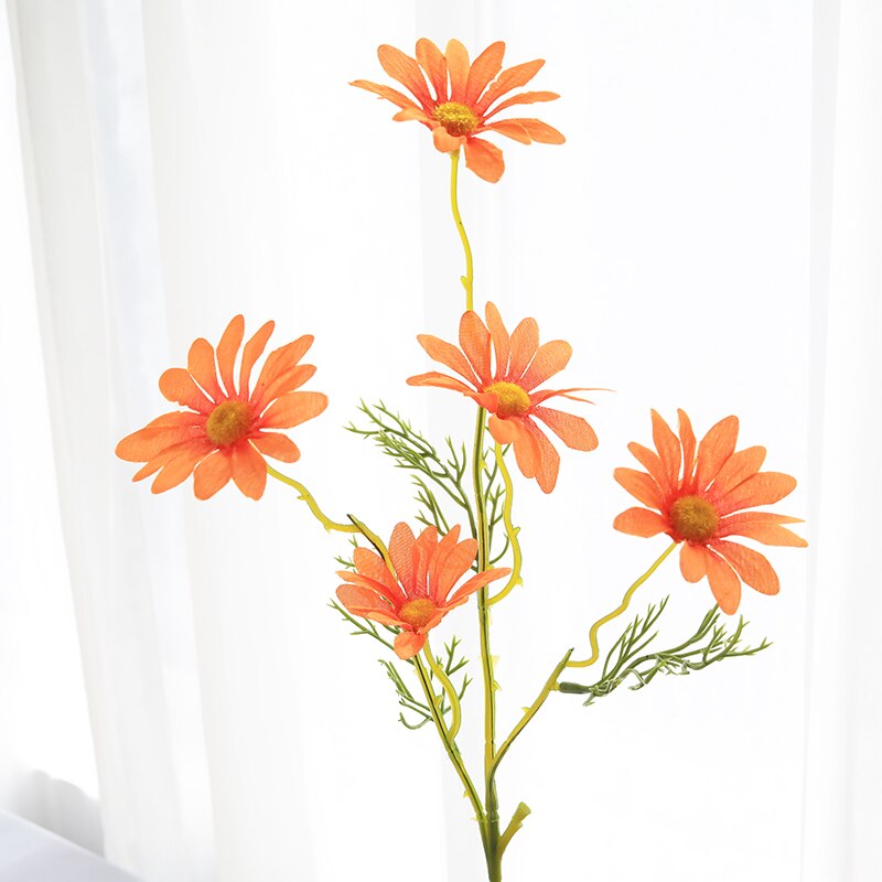 Artificial Flowers Daisy Flower Branch Silk Flowers for Crafting Home Decoration Accessories Farmhouse Decor Yellow Flowers: Light red 1 Pcs