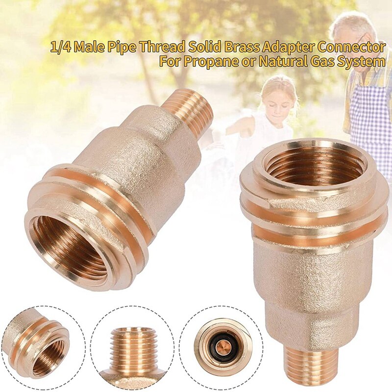 QCC1 Acme Nut Propane Gas Fitting Adapter, Brass Quick Connect Propane Adapter with 1/4 Inch Male Pipe Thread