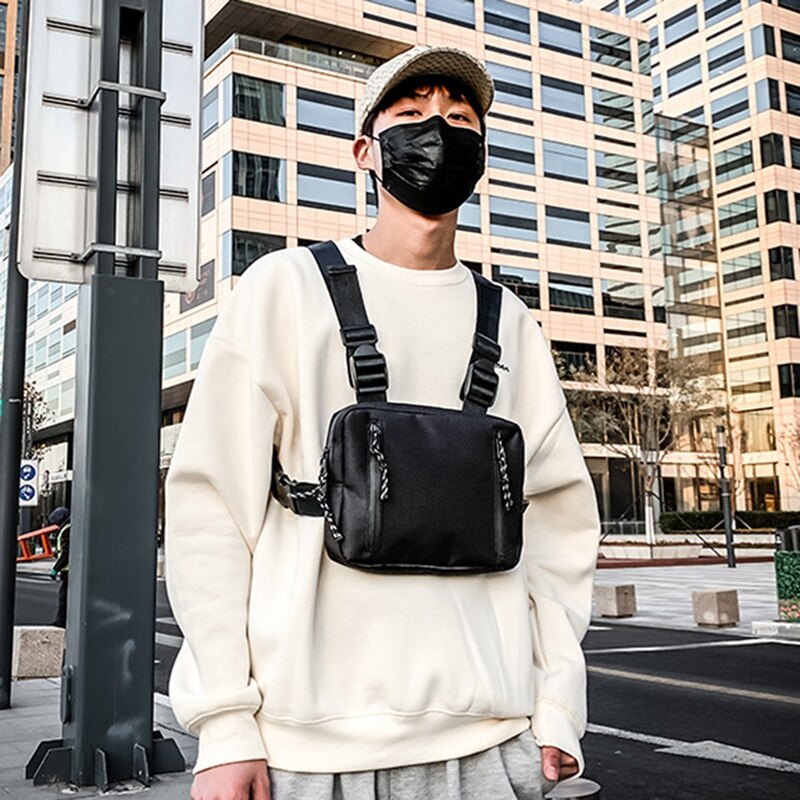 Heren hiphop borsttas dames street borsttas industriële trend coole mannen en vrouwen borsttas vesttas: Default Title
