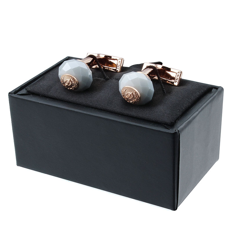 HAWSON Classic Round Stone Cuff Links Navy Groom Cuff Buttons Luxury Cufflinks for Men