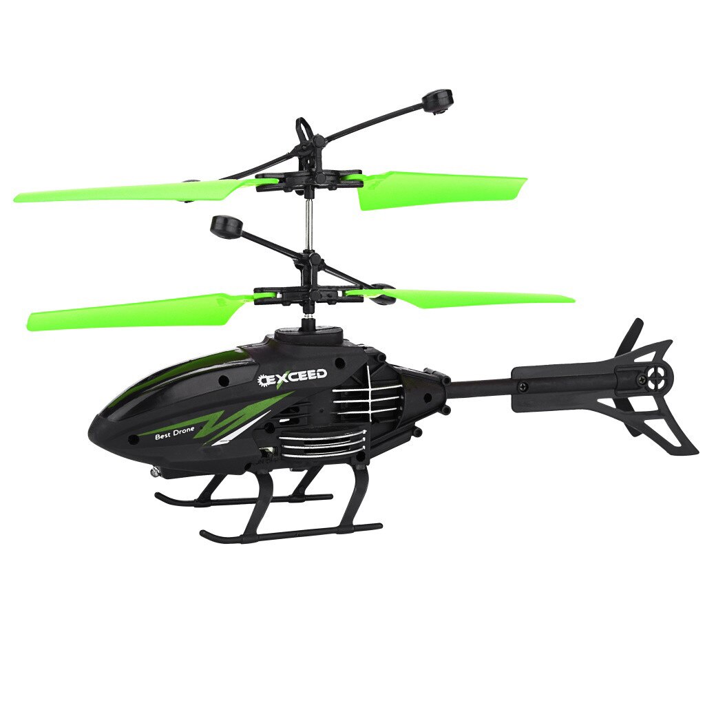 Niños Infrared inducción Dron cuadricóptero juguete RC helicóptero Mini Drone volador Control remoto Flash luz avión al aire libre juguetes: green