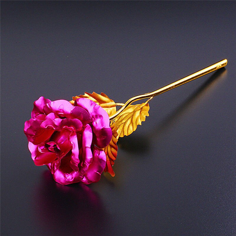 24k guld rose blomst valentinsdag festlig fest bryllup fødselsdag multi-farve belagt romantisk elsker kæreste: Hot pink