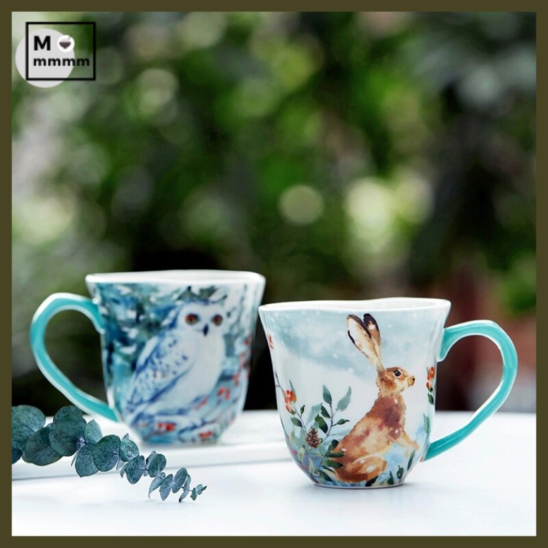 Keramik Becher Mit Untertassen Set Bts Tasse Original Frühstück Tassen Espresso Tasse Wald Tiere Tassen Kaffee Tassen Set Mit Dessert platte