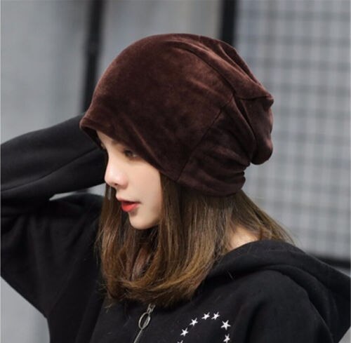 Dame herre fløyel baggy lue lue vinter varm oversized ski cap: F