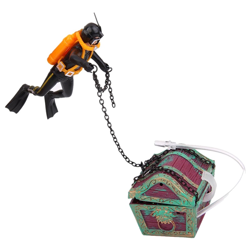 treasure Treasure hunter Diver Decoration for Aquarium Fish Tank Black: Default Title
