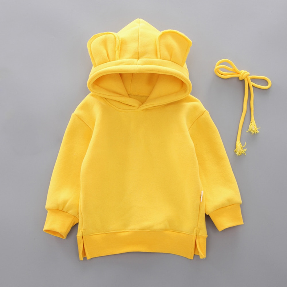 Baby Effen Kleur Trui Peuter Baby Kids Boy Girl Hooded Cartoon 3d Oor Hoodie Sweatshirt Tops Kleding