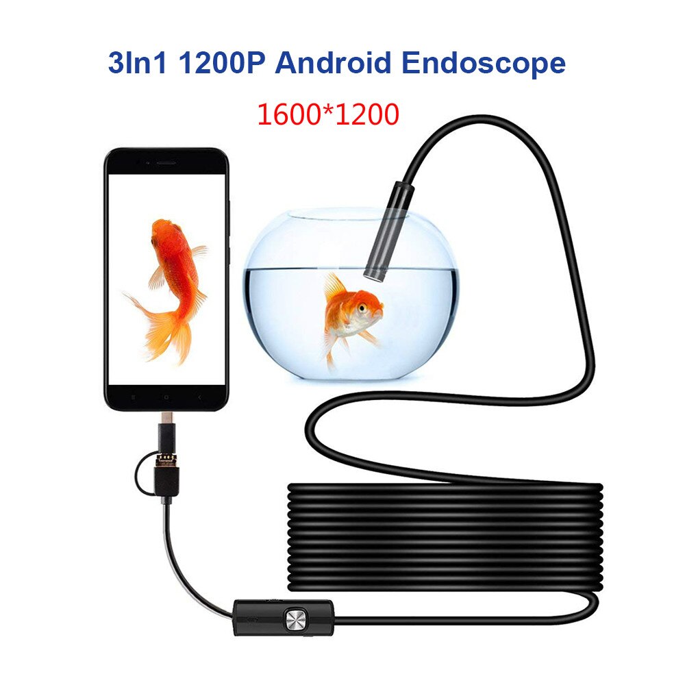 1200 p Android 8mm 1 m 2 m 5 m Micro USB Type-c USB 3-in -1 Computer Endoscoop Borescope Tube Waterdichte USB Inspectie Video Camera