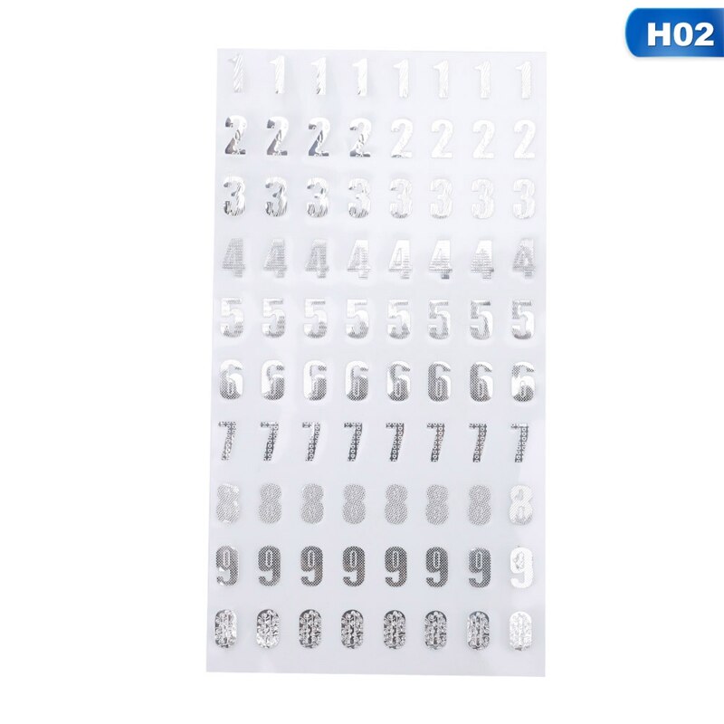 1 st 9.5X17.5 cm Zilver/Goud Digitale Engels Brief Numbers Decoratieve Sticker voor Scrapbooking DIY Ambachten: 02