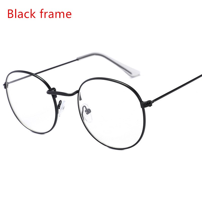 round women's glasses frame classic metal frame optical glasses transparent computer oval eyeglasses frame reading: black