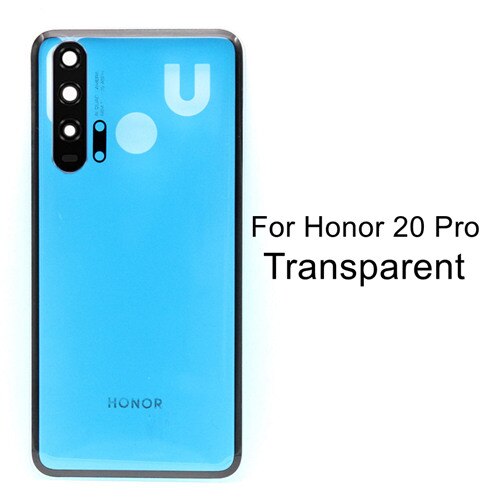 Per Huawei Honor 20 Della Copertura Posteriore Della Batteria Honor 20S 10i 20i del Pannello Di Vetro Posteriore del Portello Custodia Honor 20 pro Della Copertura Posteriore + Obiettivo Della Fotocamera: 20Pro Transparent