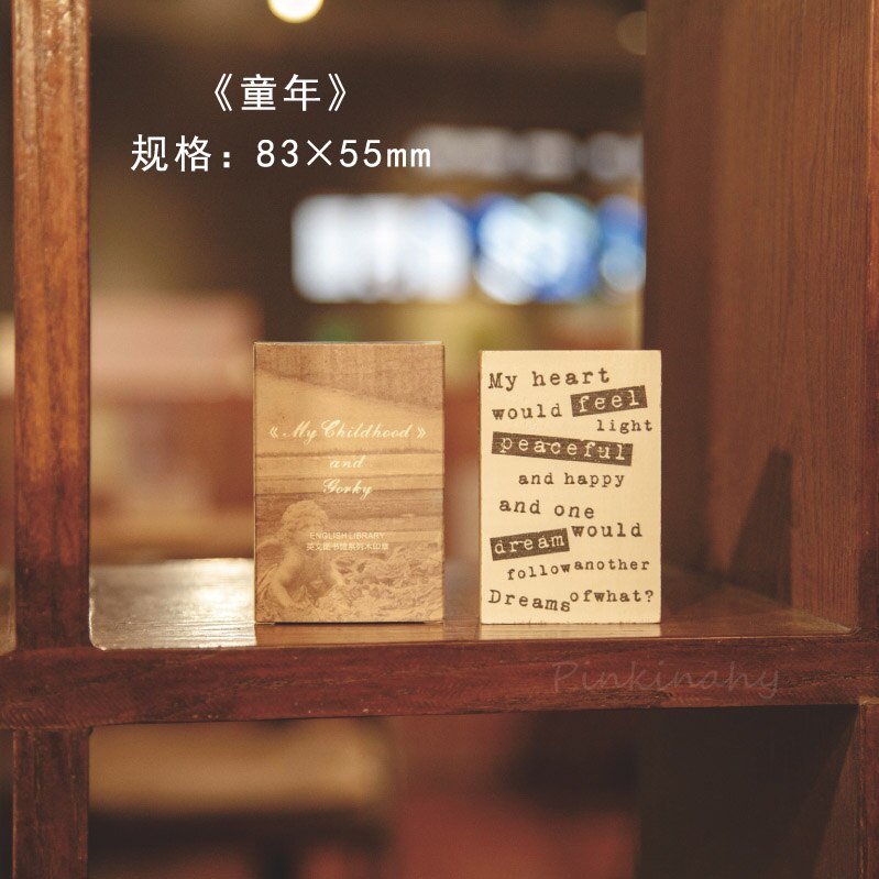 Retro English Library series decoration stamp wooden Round rubber stamps for scrapbooking stationery DIY craft standard seal