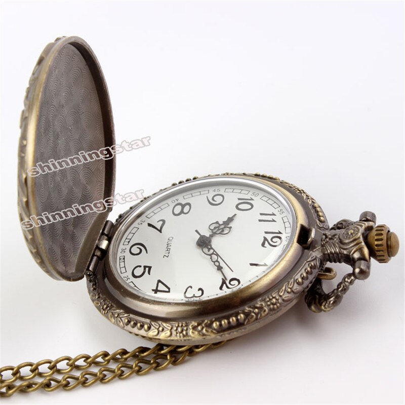 Vintage bronzen treinfront locomotief motor ketting quartz zakhorloge ketting  p07 met doos relogio de bolso