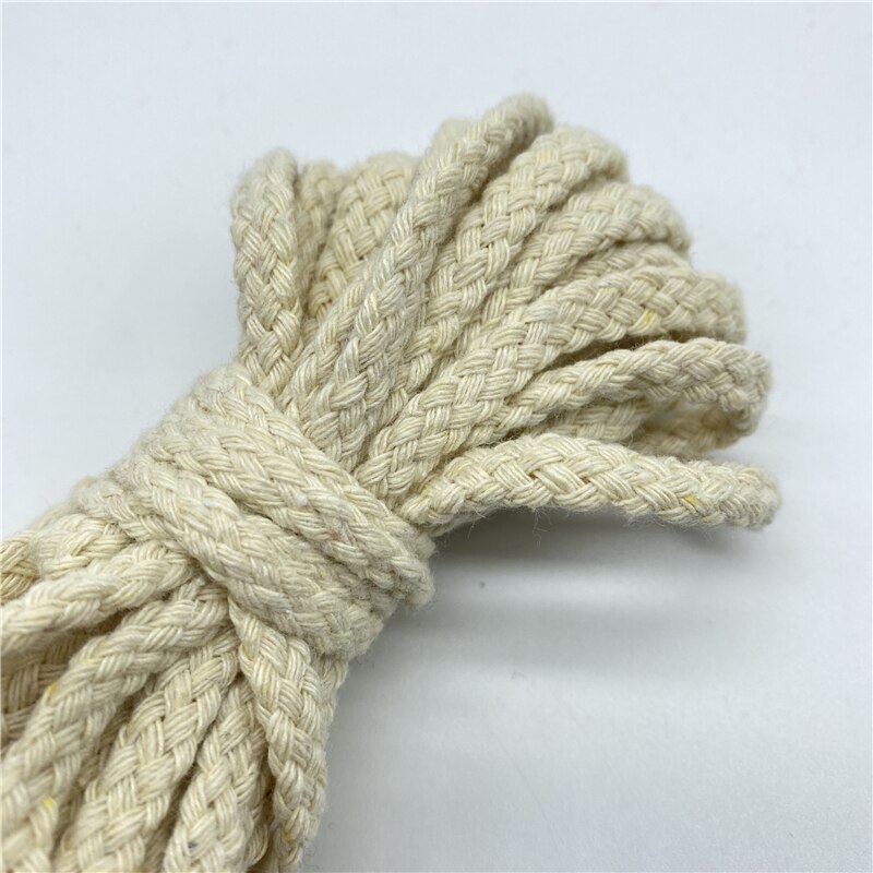 Corde 100% coton, 5 mètres/lot, 6mm, fil tressé torsadé décoratif pour la décoration Textile maison fait à la main