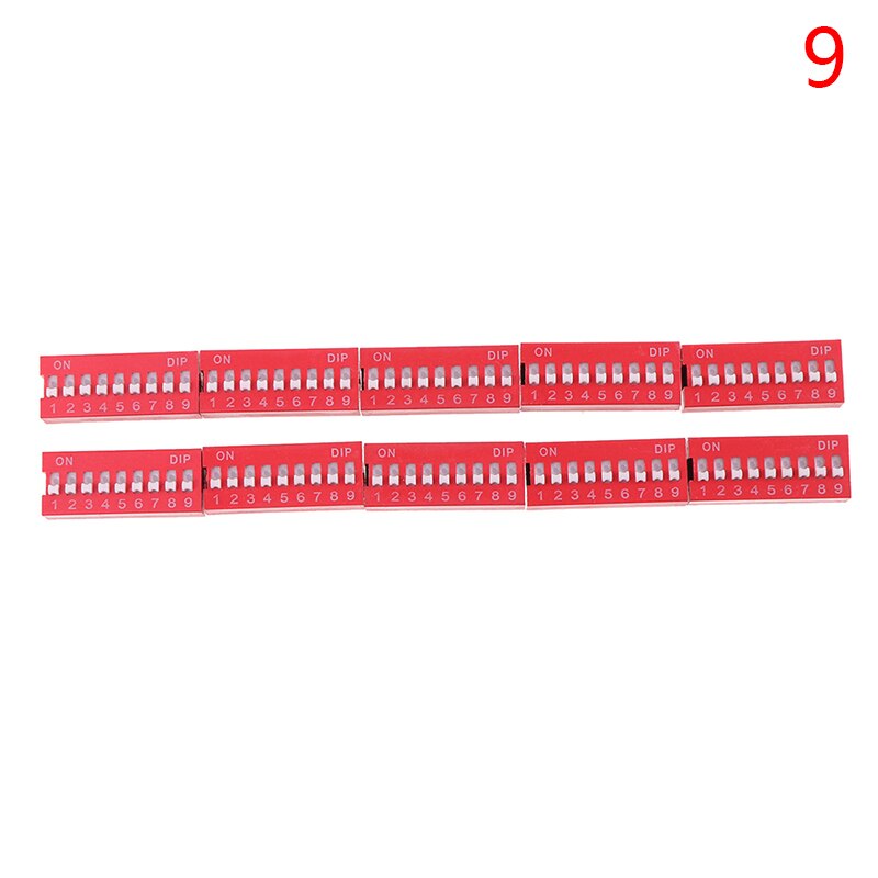 10pcs/lot Slide Type Switch Module 1 2 3 4 5 6 8 9 10 PIN 2.54mm Position Way Pitch Toggle Switch Red Snap Switch Dial Switch: 9