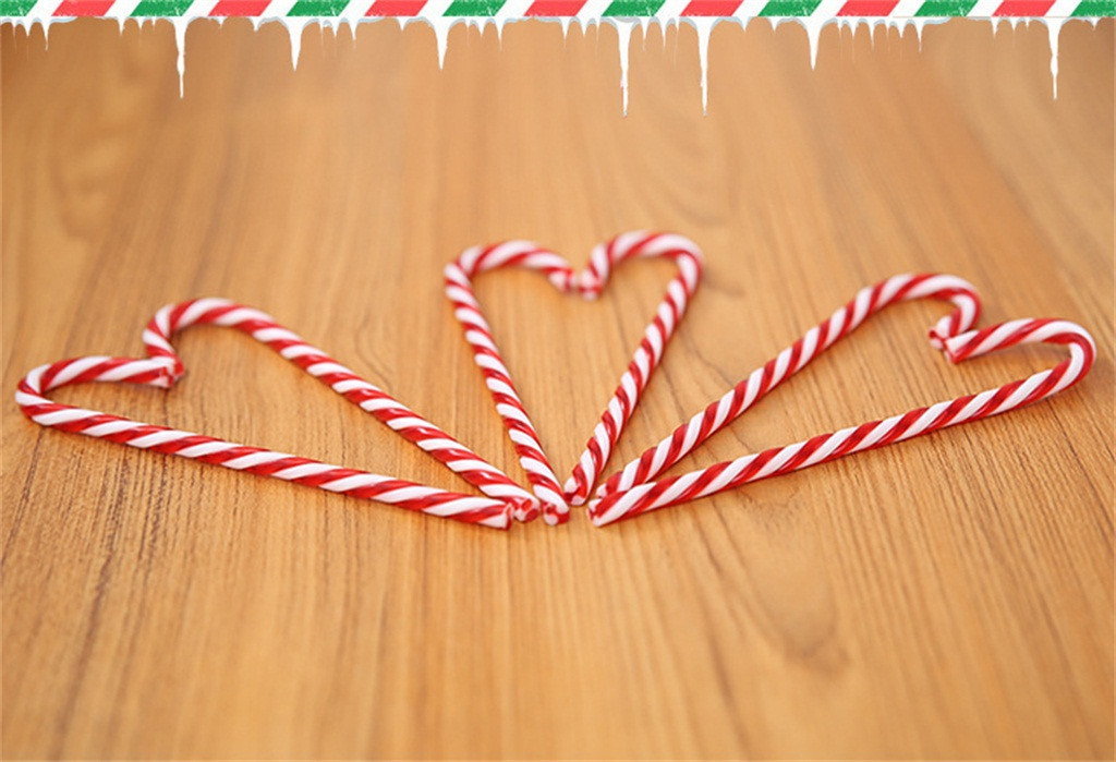 6 stykker / pakke år julefest børn xmas hængende slik sukkerrør juletræ dekorationer sukkerrør vedhæng dekoration