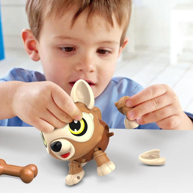 Diy Voice Control Touch Sensor Robot Dog Toy Lighting Sound Effect Timing Function Pet Dog Model