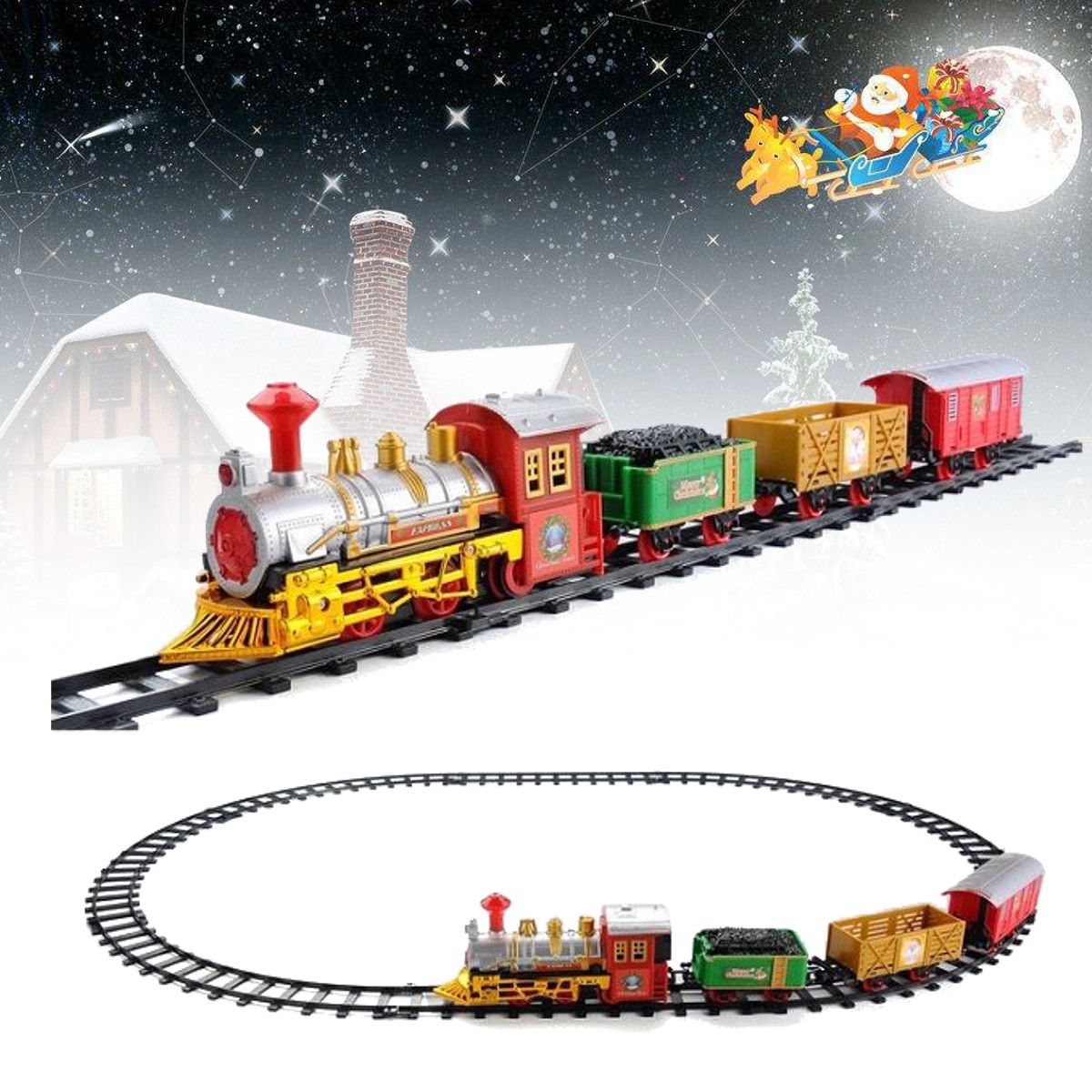 12pcs Lights & Sounds Klassieke Kerst Trein Kerst Festival Kind Decor Ornament 2 STIJL