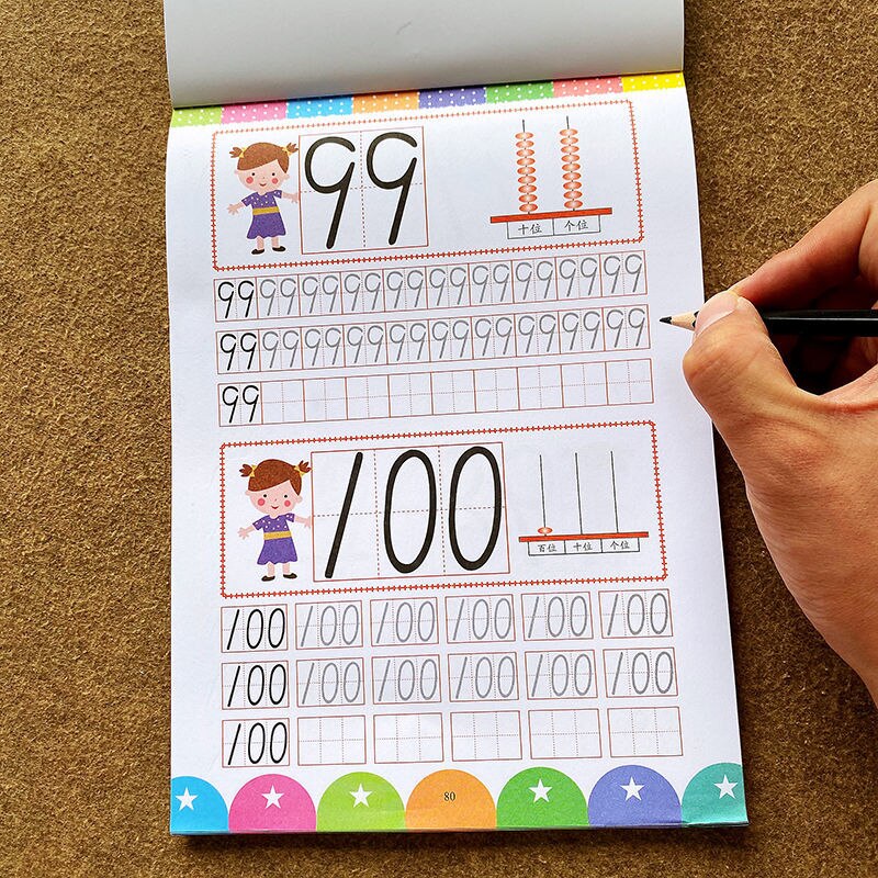 Numerals 0-100 Copybook Stationery Primary School Students BeginnersChildren Learning Numbers 0-100 Handwriting Practice Books