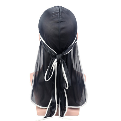 Luksus herre silkeaktig durags bandana turban lue parykker doo menn sateng durag biker hodeplagg pannebånd pirat lue hårtilbehør: 17