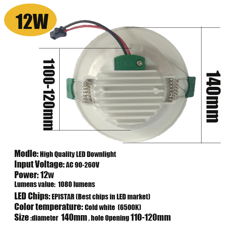 Spot Led Downlight 18W 15W 12W 9W 5W Ronde Verzonken Neer Licht Led Spot Verlichting AC90-260V Slaapkamer Keuken Indoor Koud Wit: LED Downlight 12W / warm white