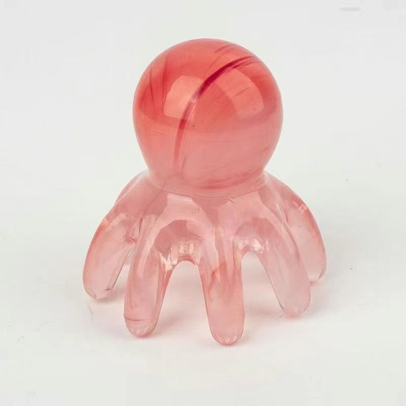 Resin Octopus Massage Comb Head Meridian Scraping Scalp Massage Brush Acupuncture Gua Sha Massage Comb Fatigue Relief Massage: army green