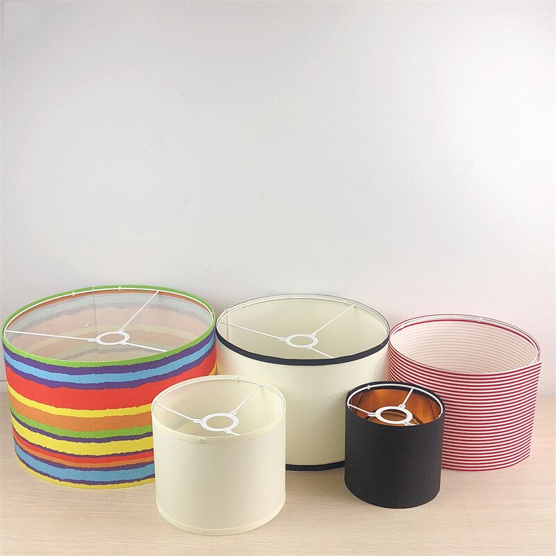 Abat-jour cylindrique vintage, cadre en fer, 15-40cm, abat-jour standard E27 E14