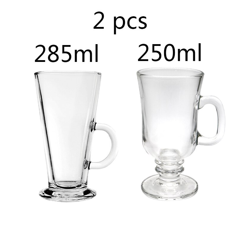 Coffee cup 250ml-285ml Irish coffee latte glass Juice smoothie cup Milk tea cup Inclined with handle Single transparent glass: 250ml   285ml