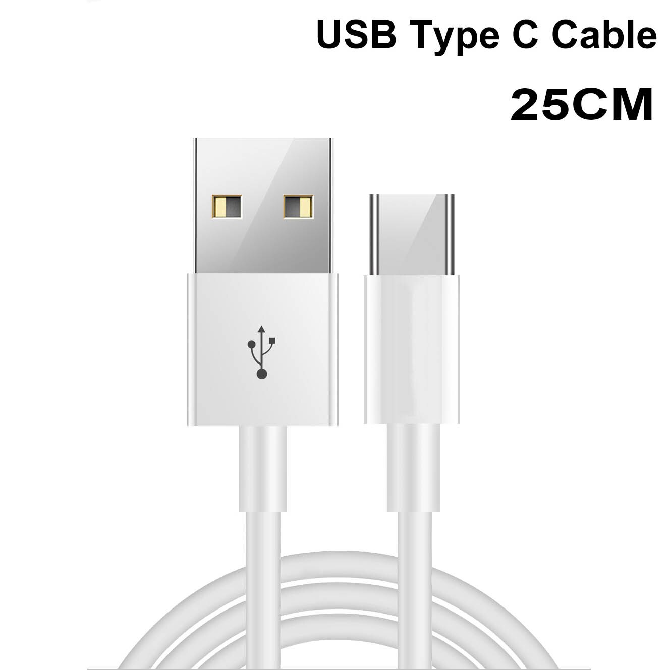 Cable USB tipo C para Xiaomi Redmi Note 8, 8t, 7, Samsung S10, S9, S8, Cable de carga rápida para Huawei, Xiaomi, cargador de enchufe de la UE: 25cm Cable