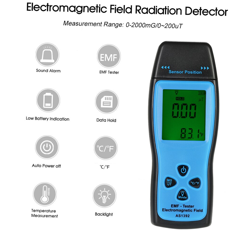 SMART SENSOR EMF Meter Radiation Dosimeter Geiger Counter Dozimeter Mini Digital LCD Electromagnetic Field Radiation Detector