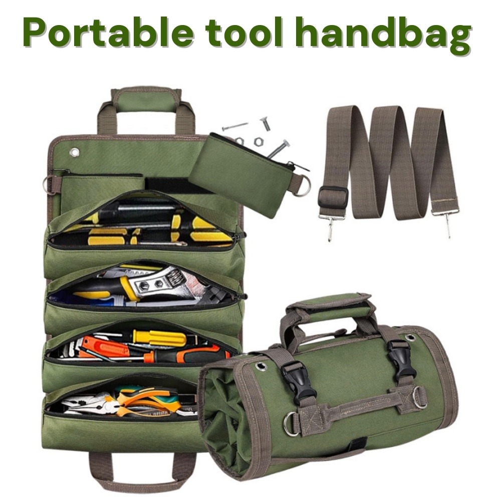 Tool Organizer Bag Tools Electrician Hardware Tool Storage case，Roll-Up Toughbuilt Waterproof Canvas Tool Organizer Pouch