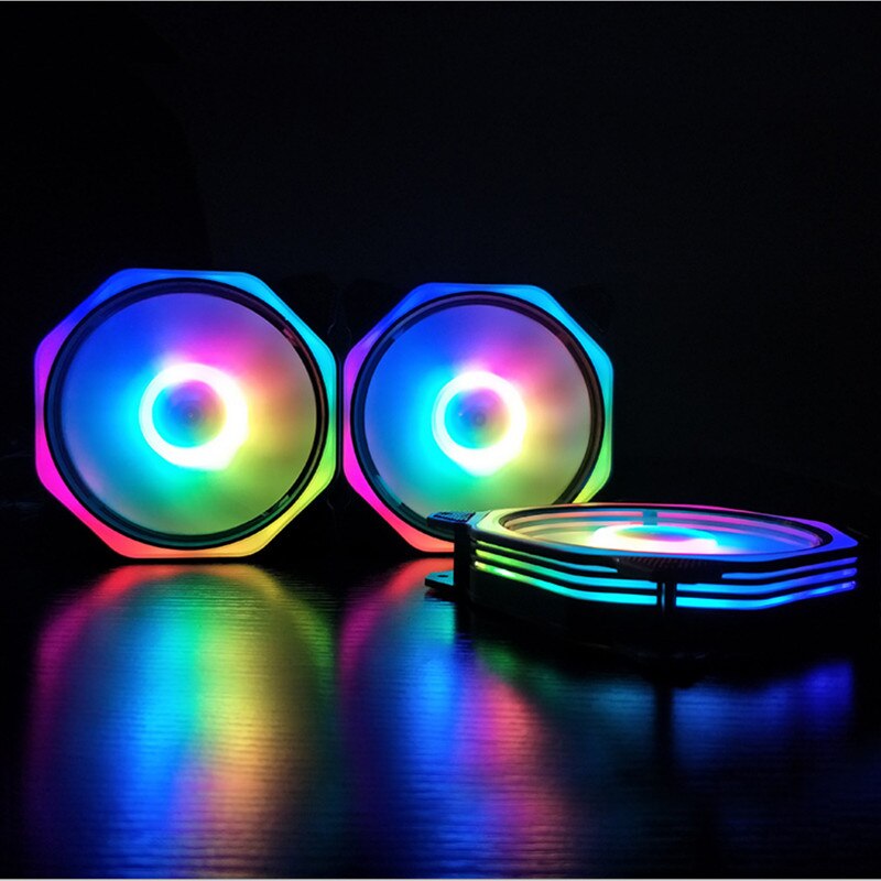 12 cmrgb kleuren dubbele ring polygoon computer licht led host box ventilator 5v magische kleuren waterkoelventilator