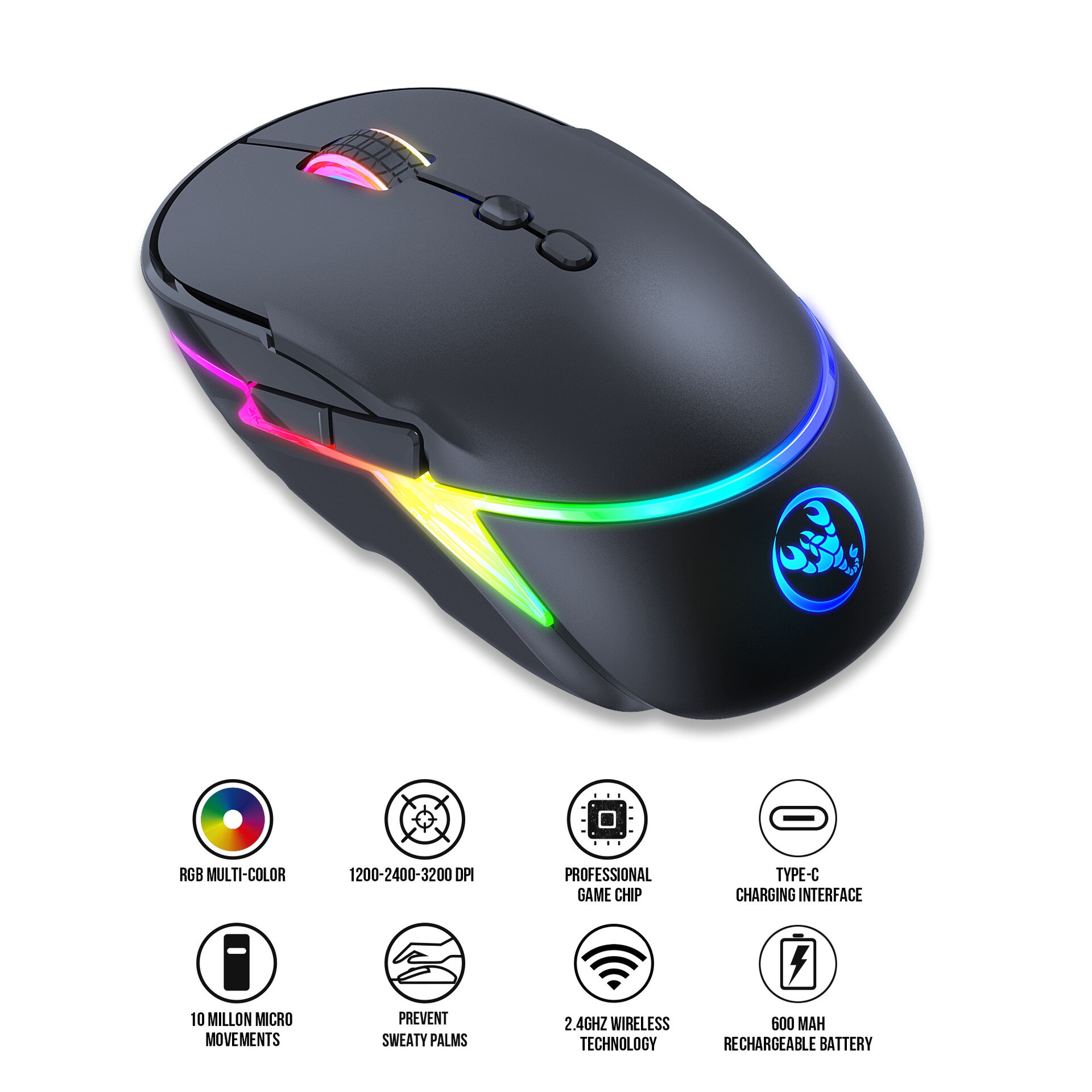 Draadloze Muis Bluetooth Rgb Oplaadbare Muis Draadloze Computer Stille Mause Led Backlit Ergonomisch Gaming Mouse Voor Laptop Pc