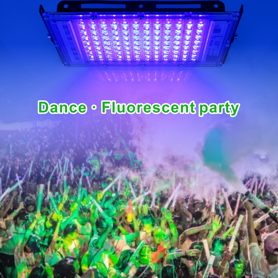 Reflector Led UV 110V 220V 50W 100W luz de 395nm 400nm IP65 lámpara fluorescente ultravioleta impermeable para escenario con enchufe de EE. UU./UE