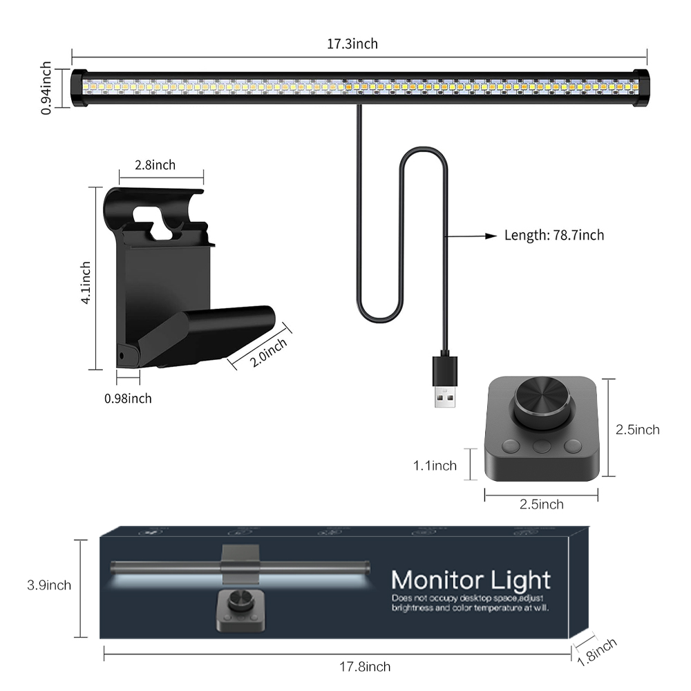 Wiscolor LED-computermonitor lichtbalk met afstandsbediening oogzorg tafellamp dimbaar scherm lichtbalk geen schittering thuiskantoor gaming