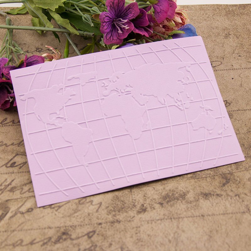 Patrón de mapamundi para decoración de boda, fabricación de tarjetas de papel en relieve, carpeta de plástico ecológica, plantilla de colección de recortes