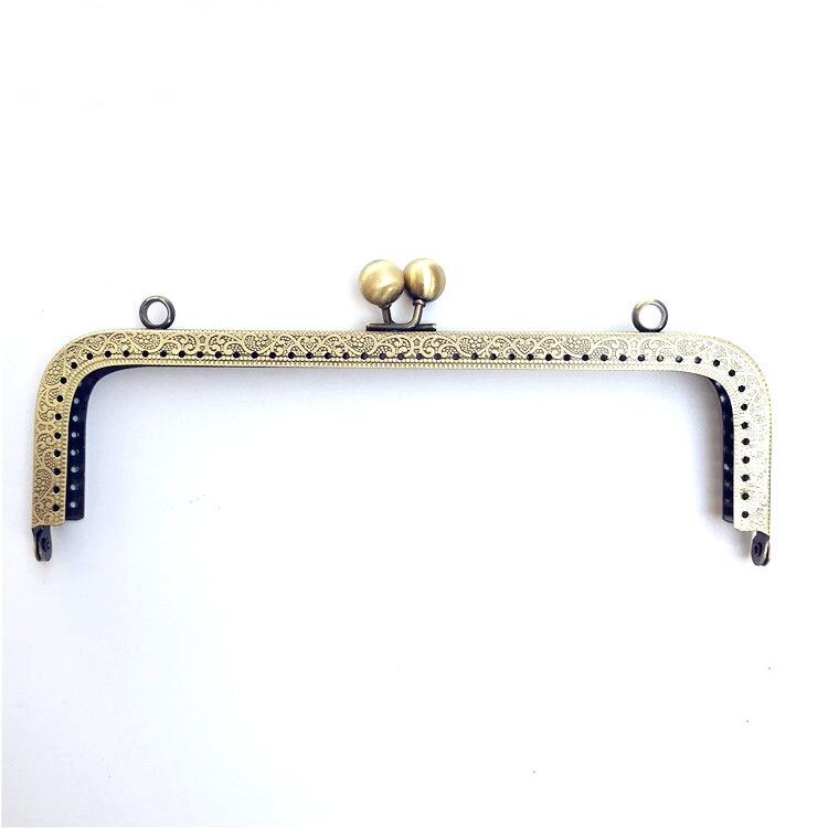 LIONSEN 20cm big size square Metal Purse Frame Handle for Clutch Bag Handbag Accessories Kiss Clasp Lock antique bronze silver: Bronze